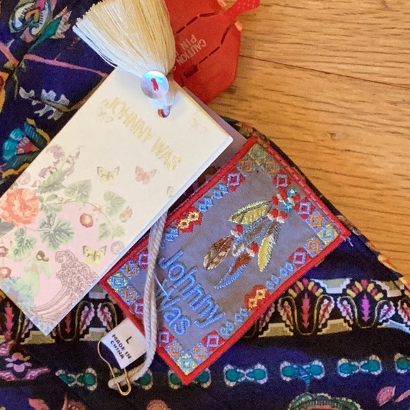 Johnny Was gorgeous double layer long slip dress, deep scoop neckline.Size L - Picture 8 of 8